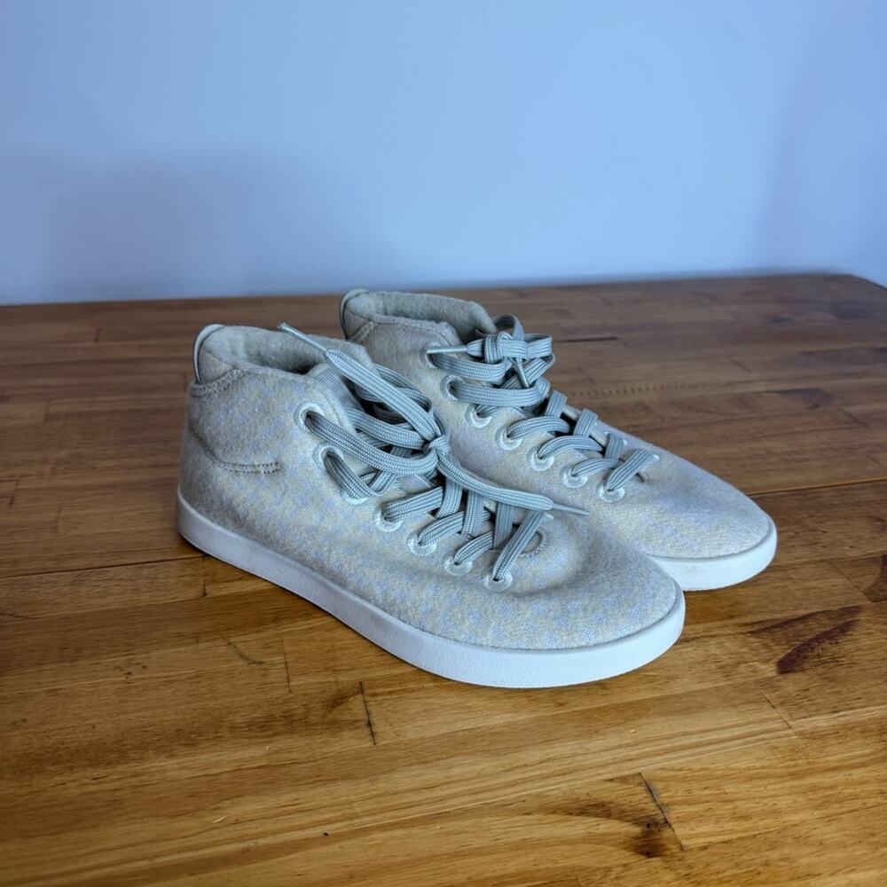 Allbirds Piper Ivory Gray Plaid Wool High Top Sneakers Size 7